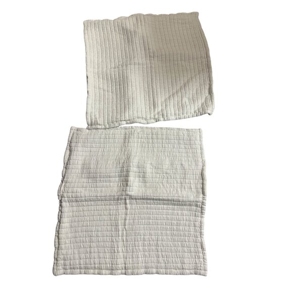 2 Pine Cone Hill Euro Pillow Shams White Cotton Quilted Soft Modern Farmhouse - Picture 1 of 12